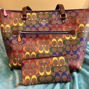 Coach Rainbow Signature City Tote & Wallet from 2022 Pride Collection